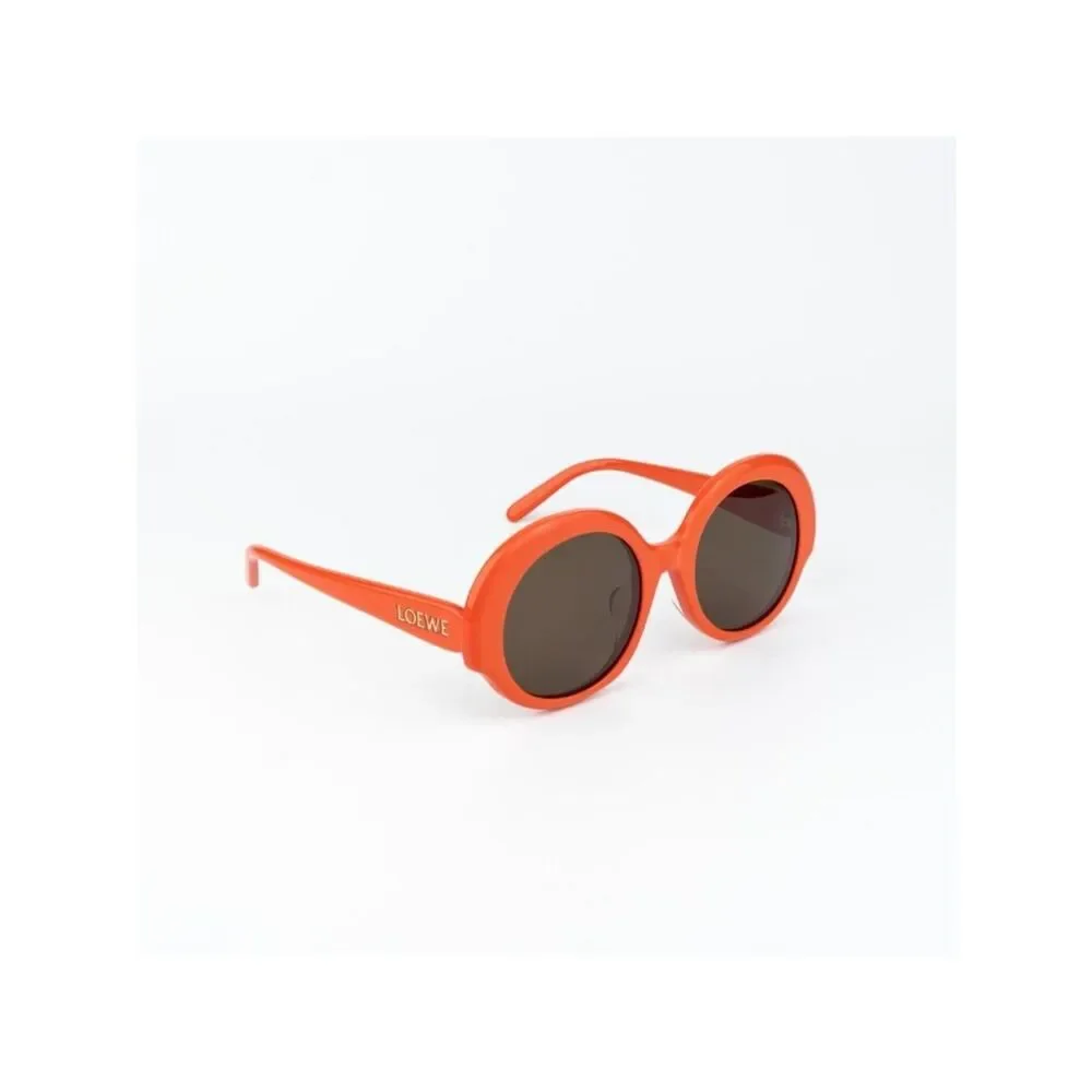 Loewe Women Sunglasses Orange Brown Round LW40135F 42E NEW AUTHENTIC